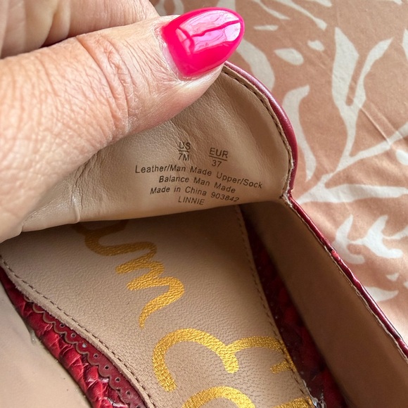 Sam Edelman Women's Red Croc-Embossed Leather Slide Loafers - Picture 3 of 4